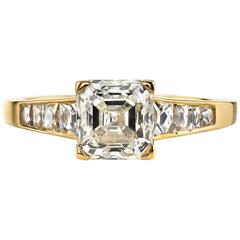 Asscher Cut Diamond Yellow Gold Engagement Ring 5