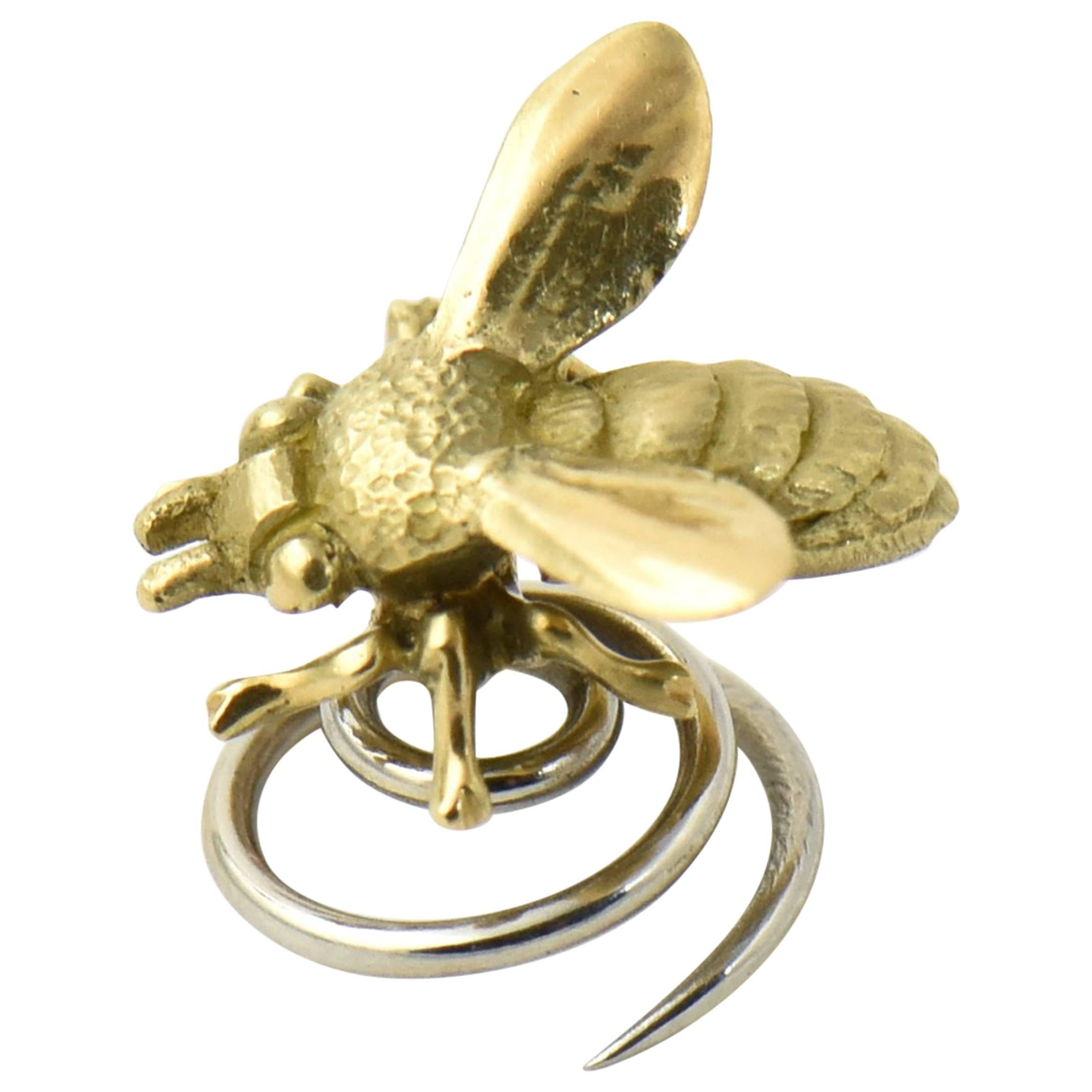 Gold Bee Hat Lapel or Hair Pin Brooch