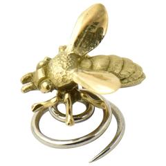 Vintage Gold Bee Hat Lapel or Hair Pin Brooch