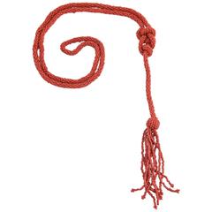 Long Woven Red Coral Tassel Necklace 8