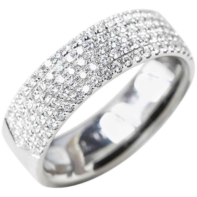 Tiffany & Co. White Gold Five Row 0.90 Carat Diamond Metro Band Ring
