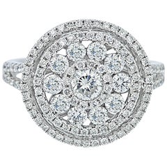 White Diamond Rounds 1.65 Carat Total Weight 14K Gold Fashion Cocktail Ring