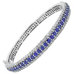 Sapphire Diamond Gold Bangle Bracelet 8