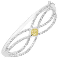 Natural Fancy Yellow Diamond Two-Color Gold Bangle Bracelet 4