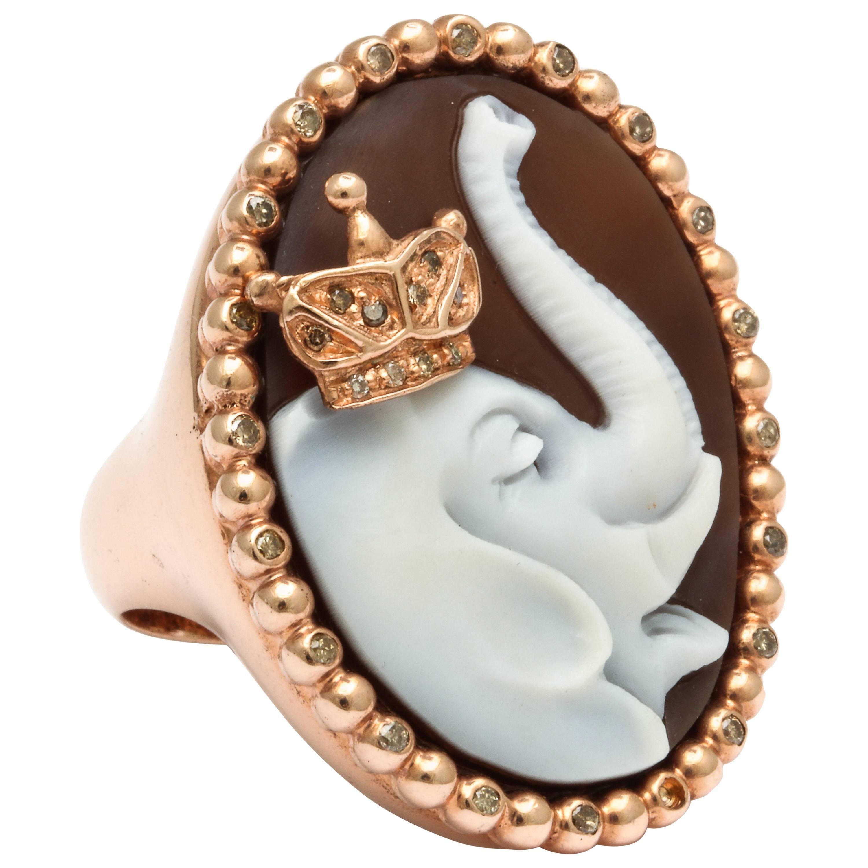 Amedeo Elephant Cameo Ring For Sale