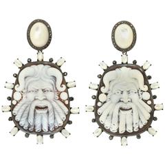 Amedeo Fauno Cameo Couture Mother-of-Pearl Earrings