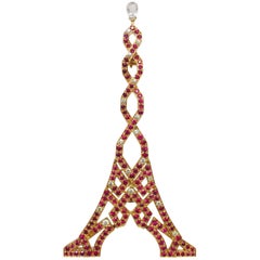 Boucheron Ruby Diamond Gold Eiffel Tower Brooch