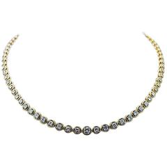 Vintage  6.00 Carats Diamonds Yellow Gold Riviere Necklace 