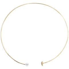 Paige Novick Yellow Gold Choker with Pearl and Diamond Pave Station