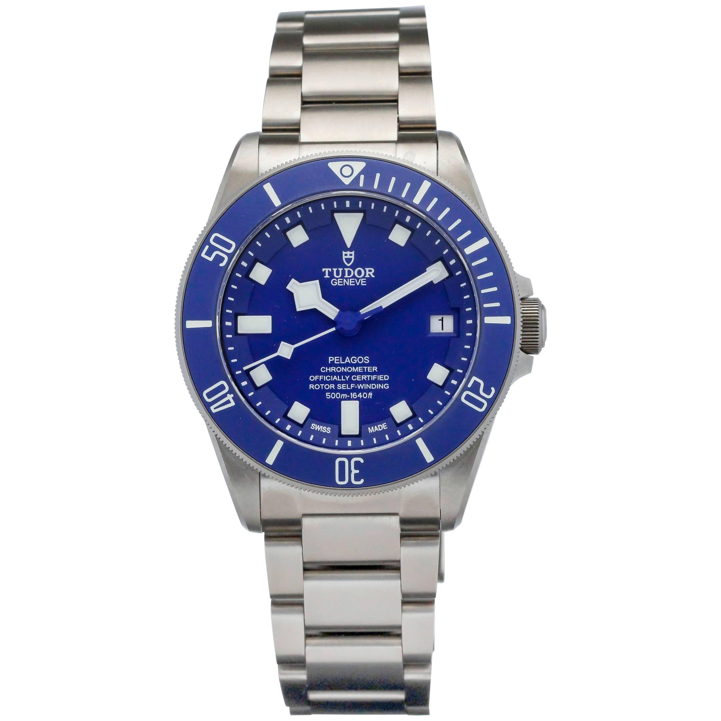 Tudor Titanium Pelagos Blue Dive Automatic Wristwatch Ref 25600TB 