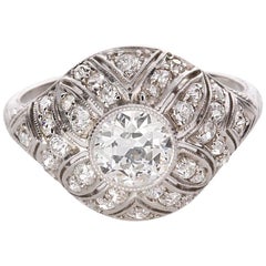 1.49 Carat Diamond Edwardian Filigree Platinum Ring