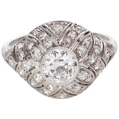 Edwardian .81 Carat Diamond Filigree Platinum Ring 6