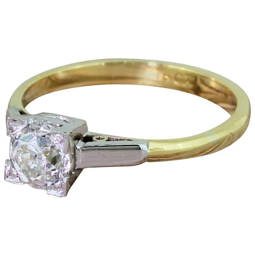 Art Deco 0.68 Carat Old Cut Diamond Engagement Ring For Sale