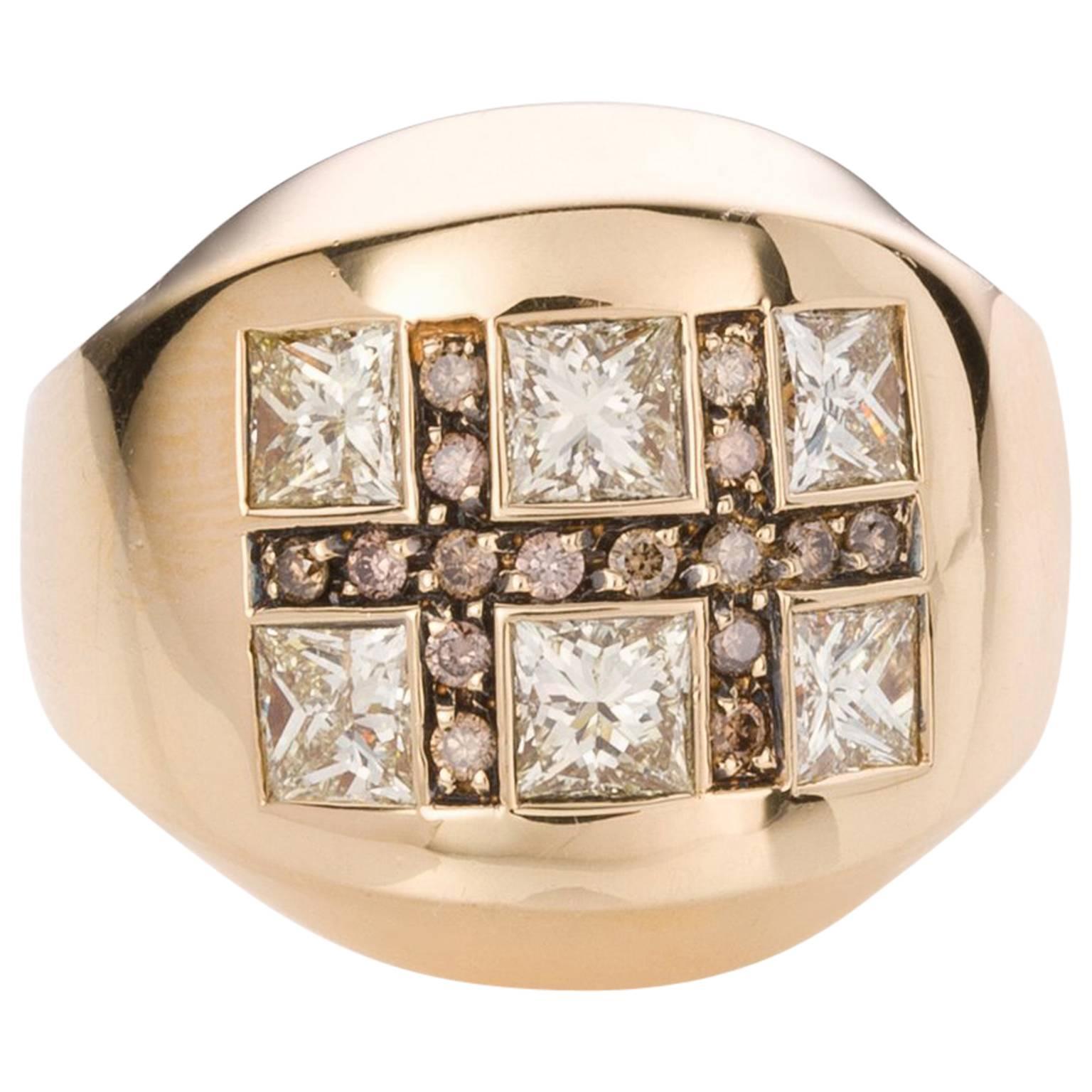 Luca Carati Bold Diamond Yellow Gold Dress Ring