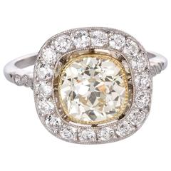 1.83 Carat Light Yellow Diamond Platinum Engagement Ring