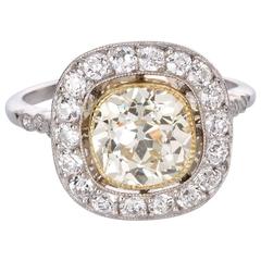 1.83 Carat Light Yellow Diamond Platinum Engagement Ring 4