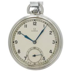 Omega Stainless Steel Industrial Design Era Pocket Watch, circa 1930s