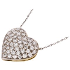 1.40 Carat Diamond Gold Platinum Heart Pendant