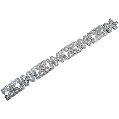 French Art Deco Diamonds Platinum Bracelet, circa 1930