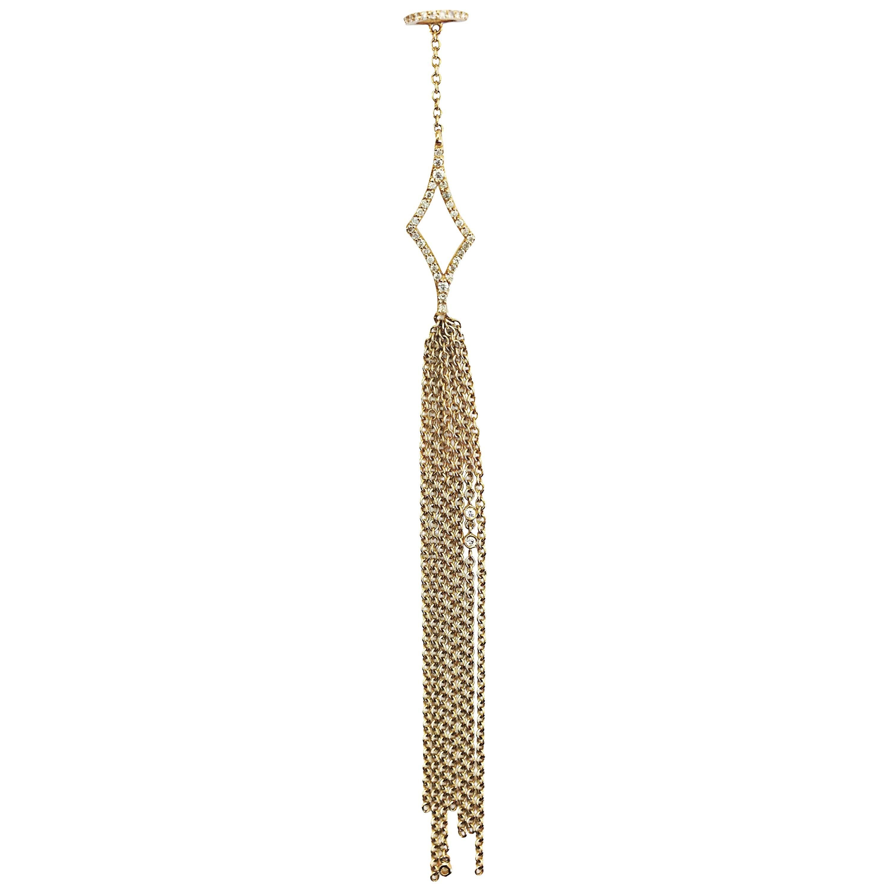 Paige Novick Asymmetrical Diamond Shaped Single Statement Yellow Gold Earring For Sale