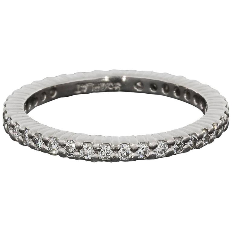 Round Diamond Platinum Shared Prong Eternity Band Stack Wedding Ring at ...
