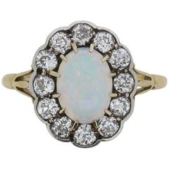 Victorian Opal and Old Cut Diamond Ring, circa 1880s