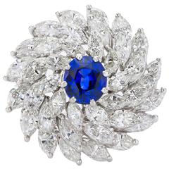 Platinum Diamond Sapphire Cocktail Ring