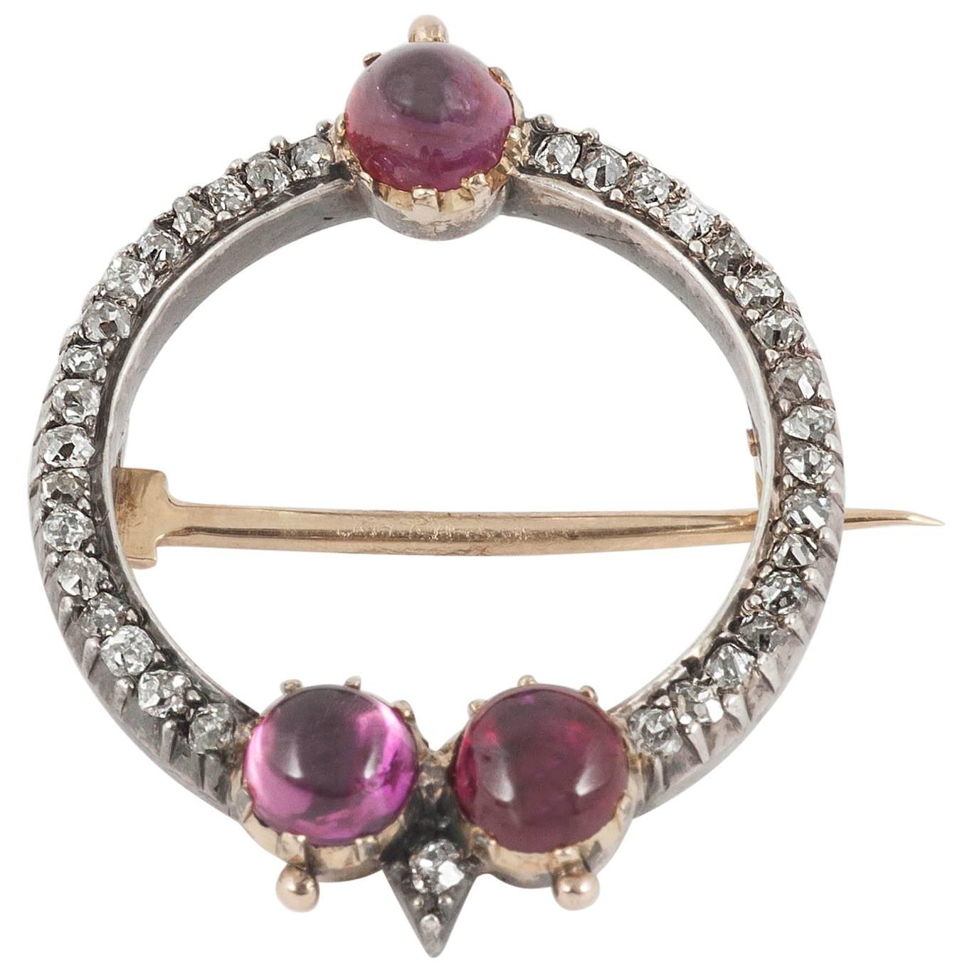 Carlo and Arthur Giuliano Ruby Diamond Brooch, circa 1895 For Sale