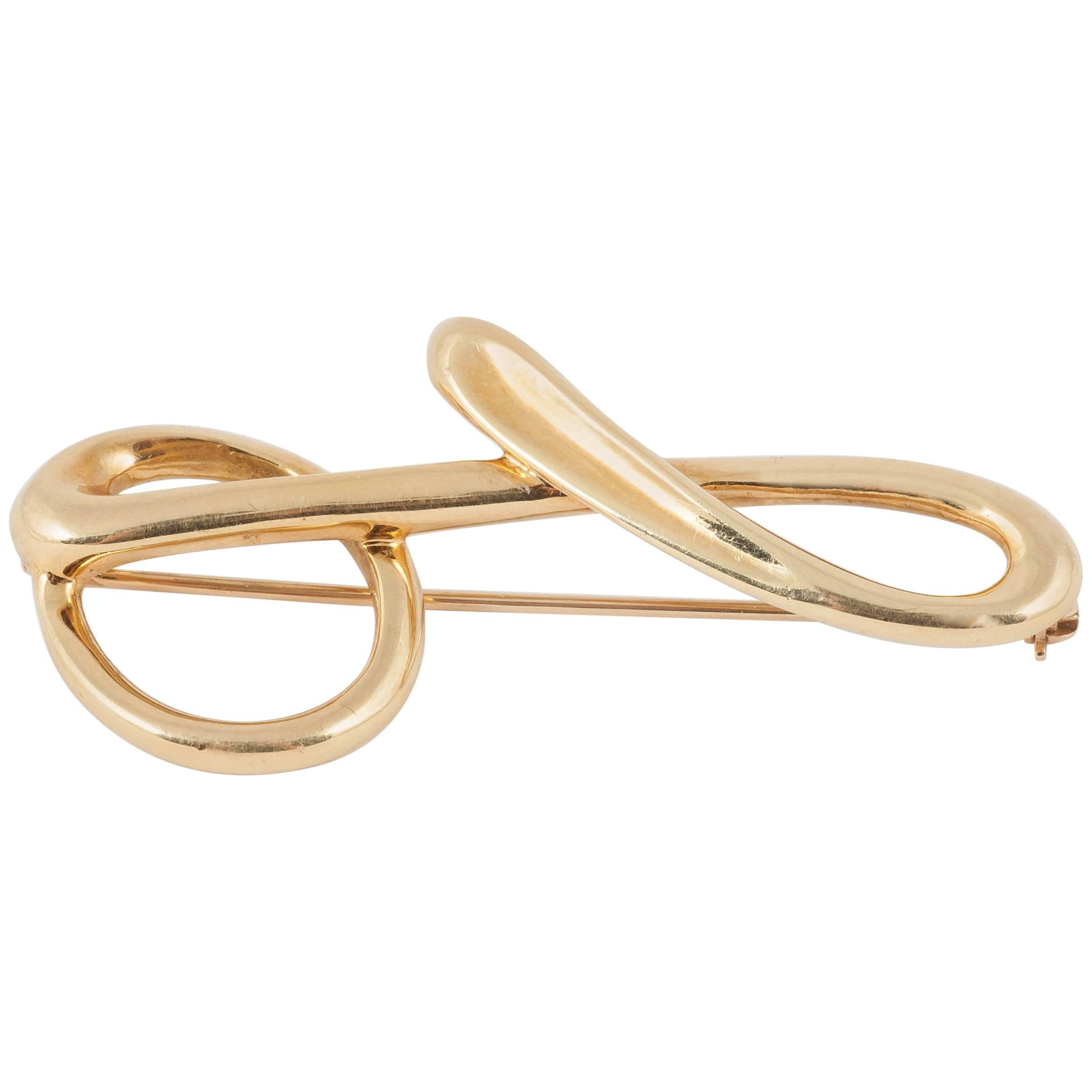 Tiffany & Co. Perretti Gold Heavy Openwork Brooch For Sale