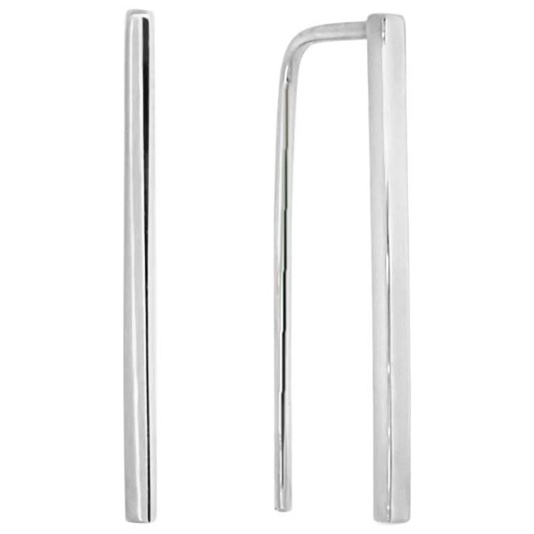 Lizunova Short Line Earrings in White Gold For Sale