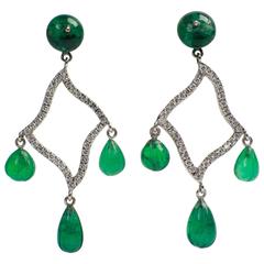 Marion Jeantet Emerald Beads and Diamonds Earrings