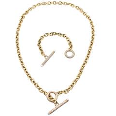 Oscar Heyman Diamond Gold Necklace and Bracelet