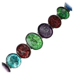 Victorian Multicolor 'Tassie' Intaglios Silver Bracelet