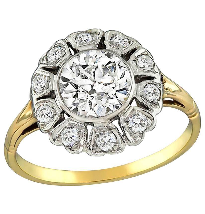 GIA Certified 1.31 Carat Diamond Gold Engagement Ring For Sale