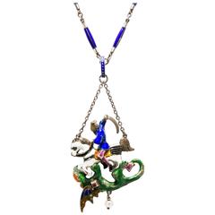 Austro Hungarian Enameled St George and the Dragon Necklace