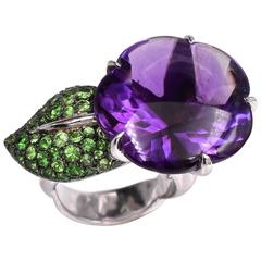 Chanel Amethyst and Tsavorite Ring