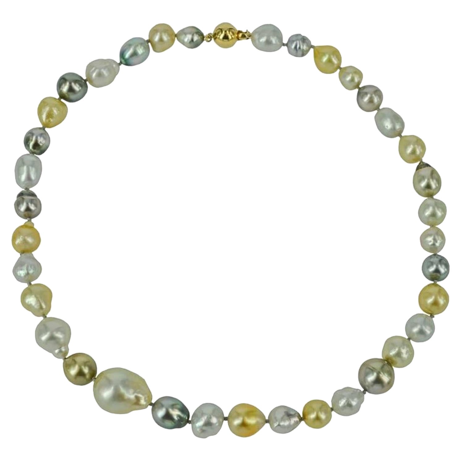 Decadent Jewels Baroque South Sea Pearl and Tahitian Pearl Gold Necklace