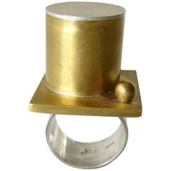 Heidi Abrahamson Sterling Silver Brass Postmodern Ring