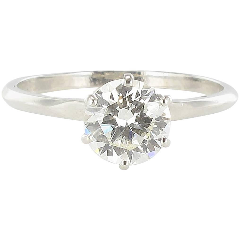 French 1.16 Carat Diamond Platinium Solitaire Engagement Ring