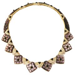 Mauboussin Mother-of-Pearl onyx diamond yellow gold Necklace 12