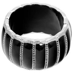 Miriam Salat Scallop Black Resin Black Topaz Cuff Bracelet