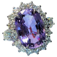 9.22 Carat Natural Violet Purple Sapphire Diamond Platinum Ring 7