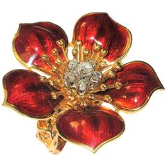 Enamel Diamond Gold Flower Ring 9