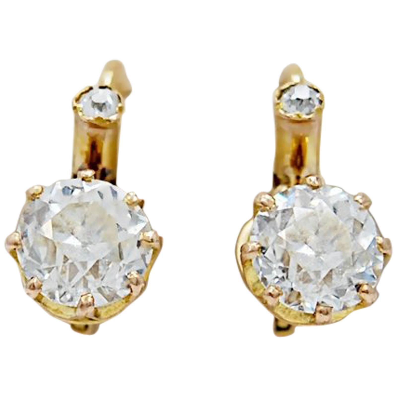 Edwardian Diamond yellow gold Dangle Earrings