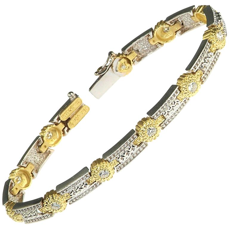 TwoTone Gold and Diamond Bracelet For Sale at 1stdibs