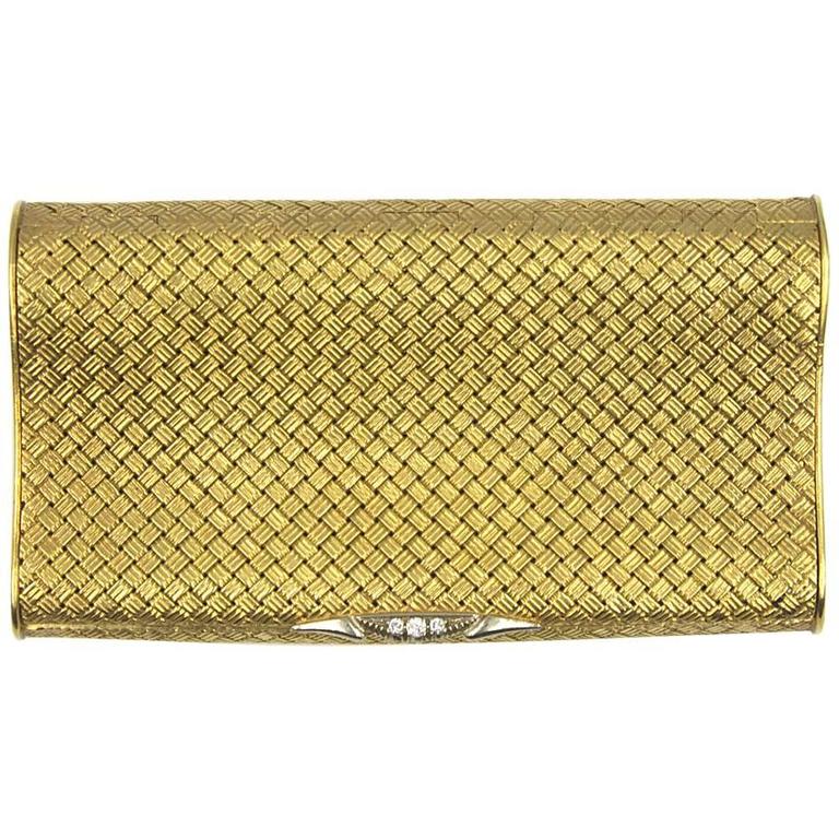 1960s Diamond Basketweave Yellow Gold Cigarette Case at 1stDibs gold