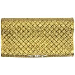 1960s Diamond Basketweave Yellow Gold Cigarette Case