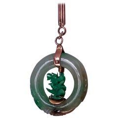 Jadeite Jade Gold Circle Pendant  