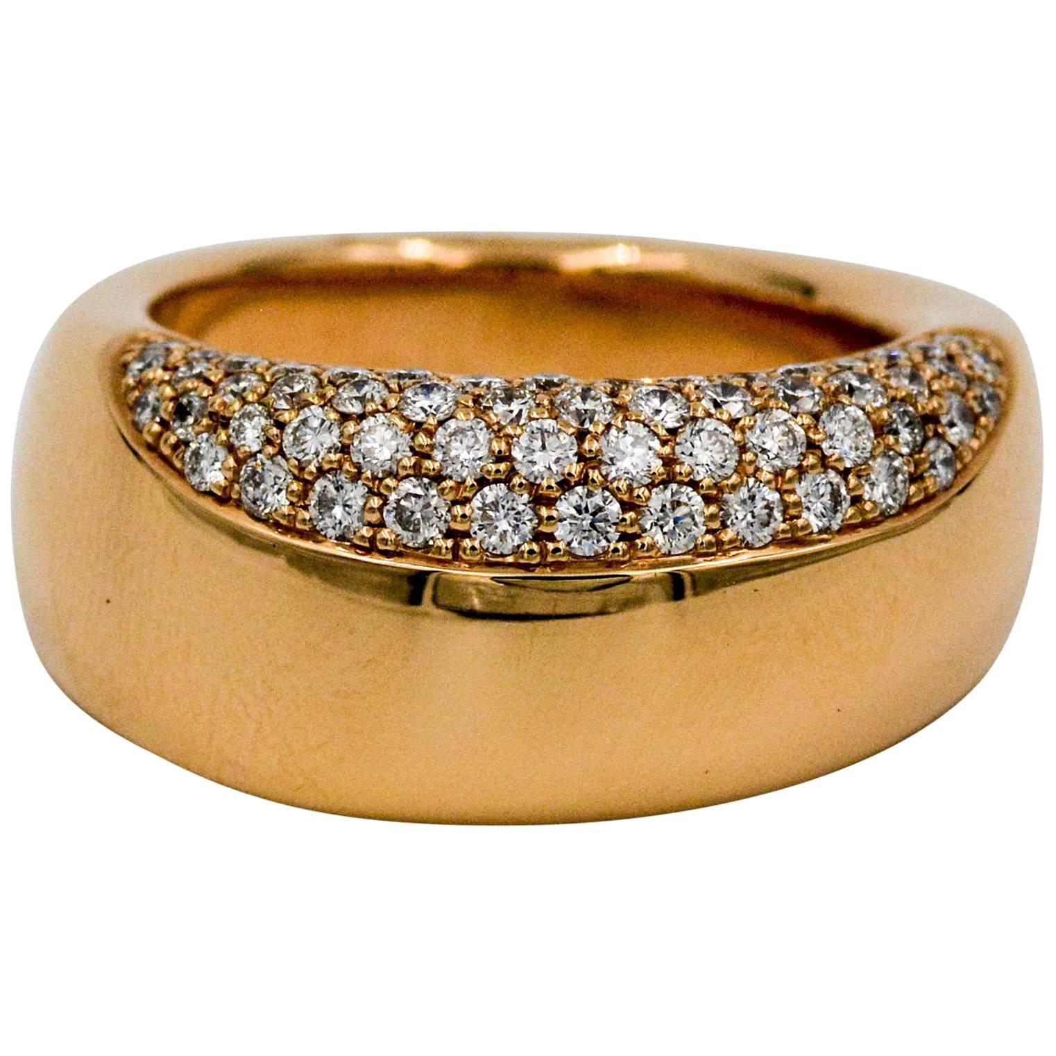 Oramalia by Salvatore Barberi Pave Diamond Pink Gold Domed Ring