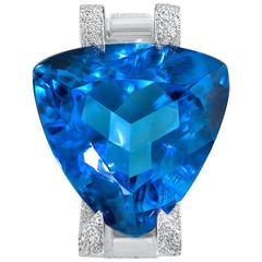 Alex Soldier Blue Topaz Tourmaline Diamond White Gold Ring One of a Kind